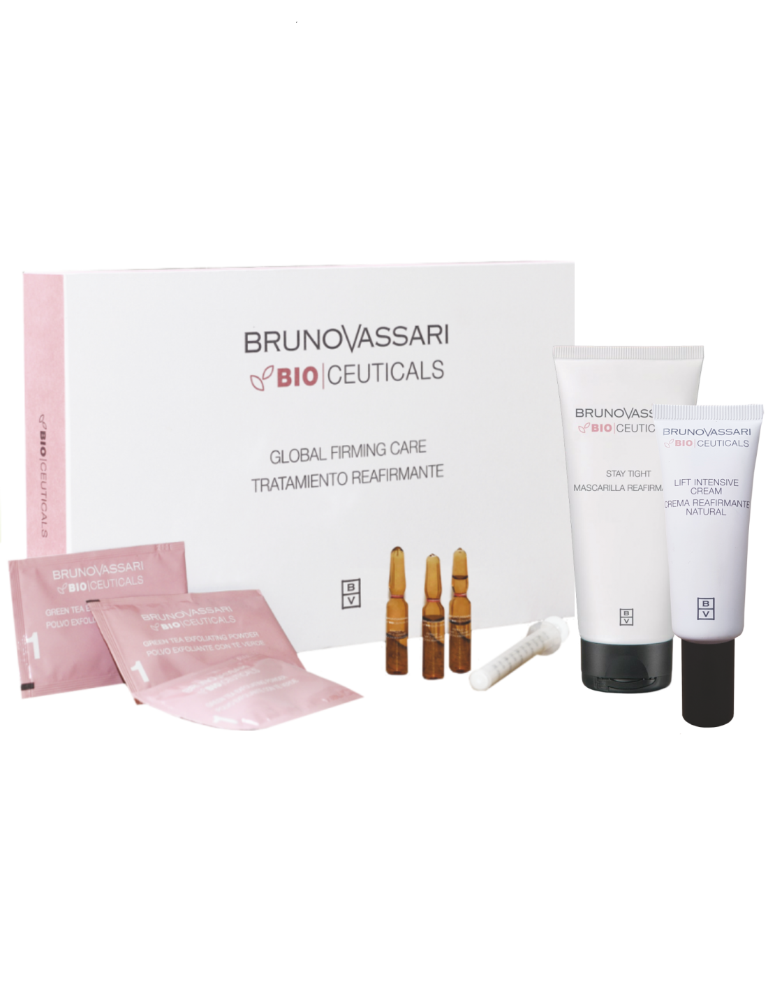 Global Firming Care Treatment Set Bruno Vassari: Bio Ceuticals, Green Tea, Exfoliating Powder, x3 pcs + Bio
