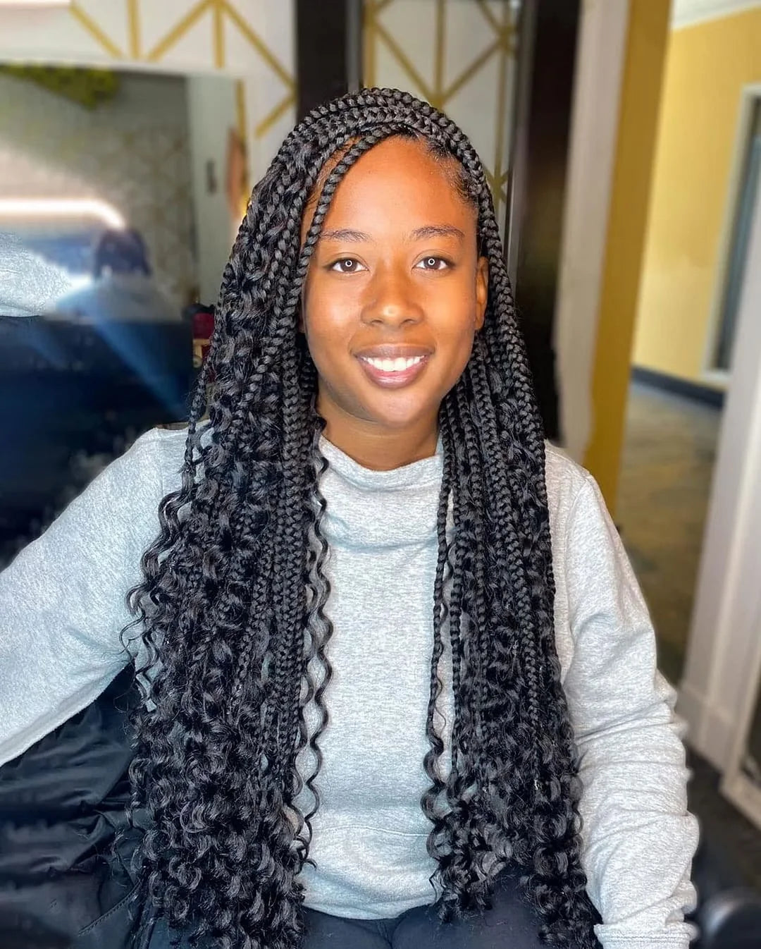 Bohemian Box Braids Wig - Full Lace Knotless Boho Braided Wig with Baby Hair for Black Women