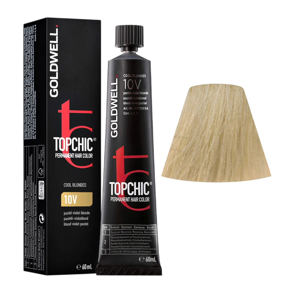 Goldwell, TopChic, Permanent Hair Dye, 10V Pastel Violet Blonde, 60 ml