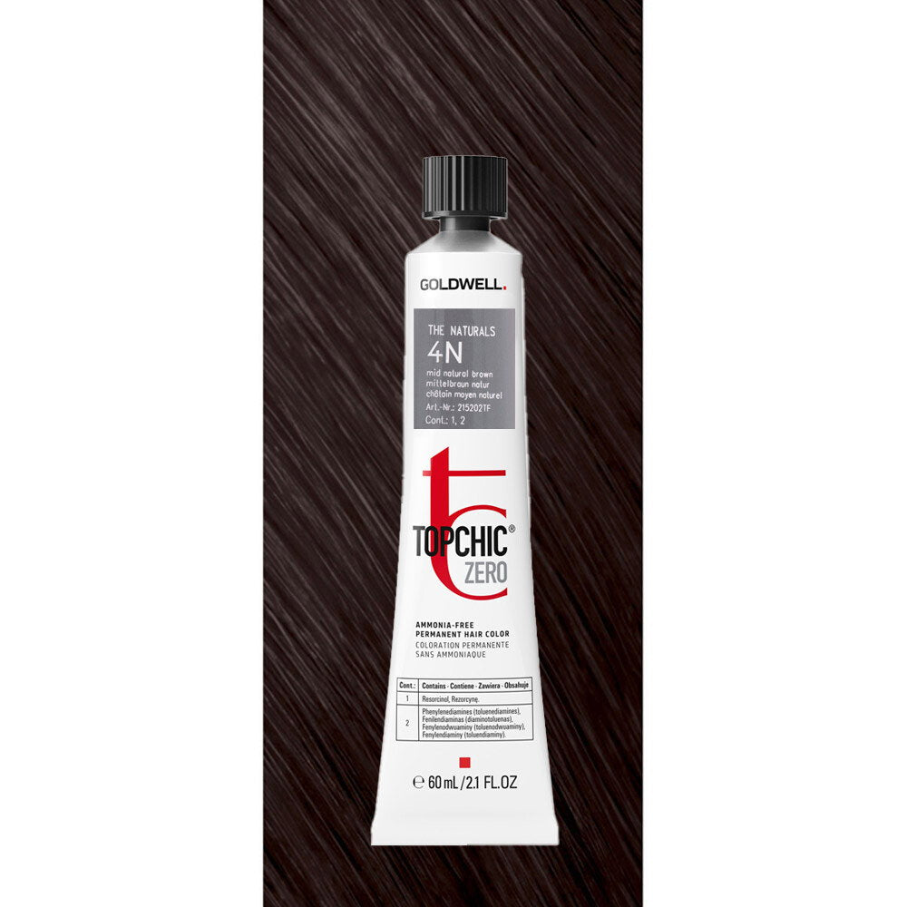 Goldwell, TopChic Zero, Permanent Hair Dye, 4N Mid Natural Brown, 60 ml