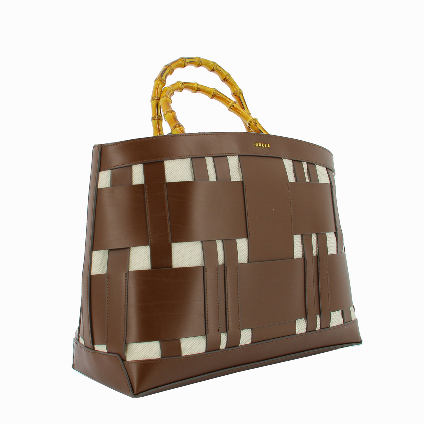 Guess, Aida, Leather, Textile Handbag, Dark Brown, HWAIDWL2376, 50 x 35 x 19 cm
