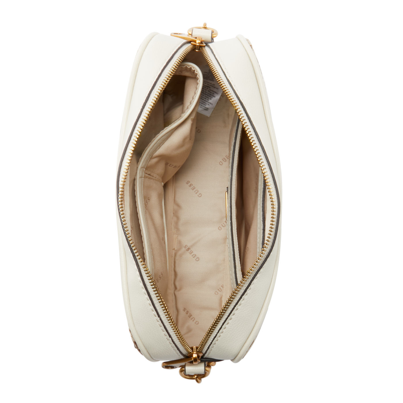 Guess, Aviana, Textile Crossbody Bag, Beige/White, 25 x 15 x 6.5, For Women
