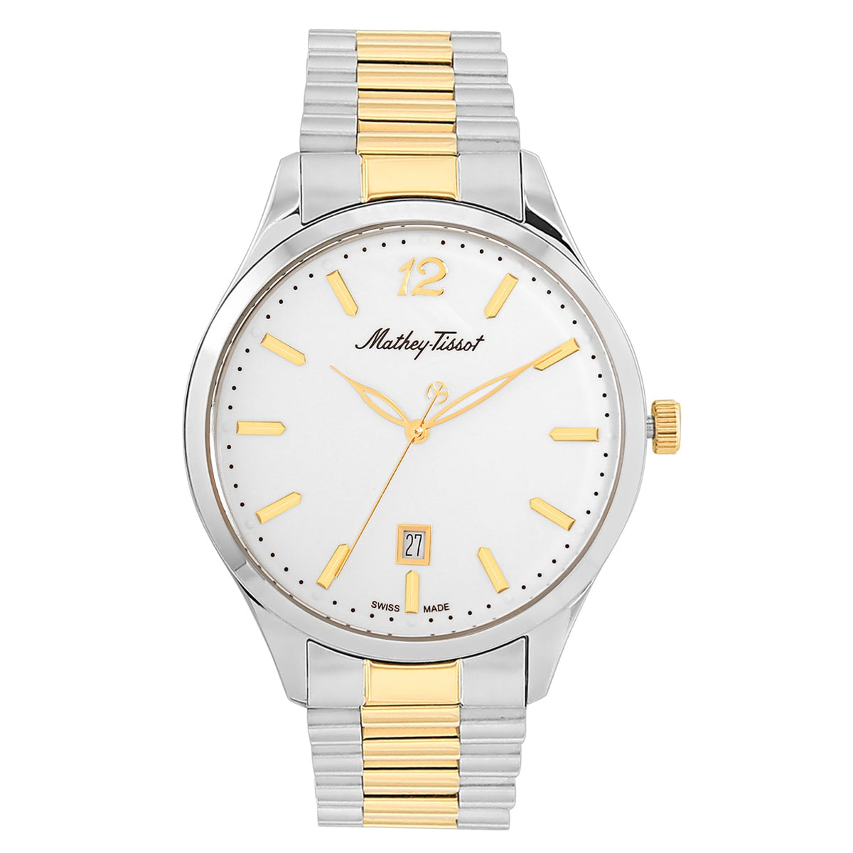 Mathey Tissot Men's Urban Metal Watch 42mm White Dial Multi-color Bracelet