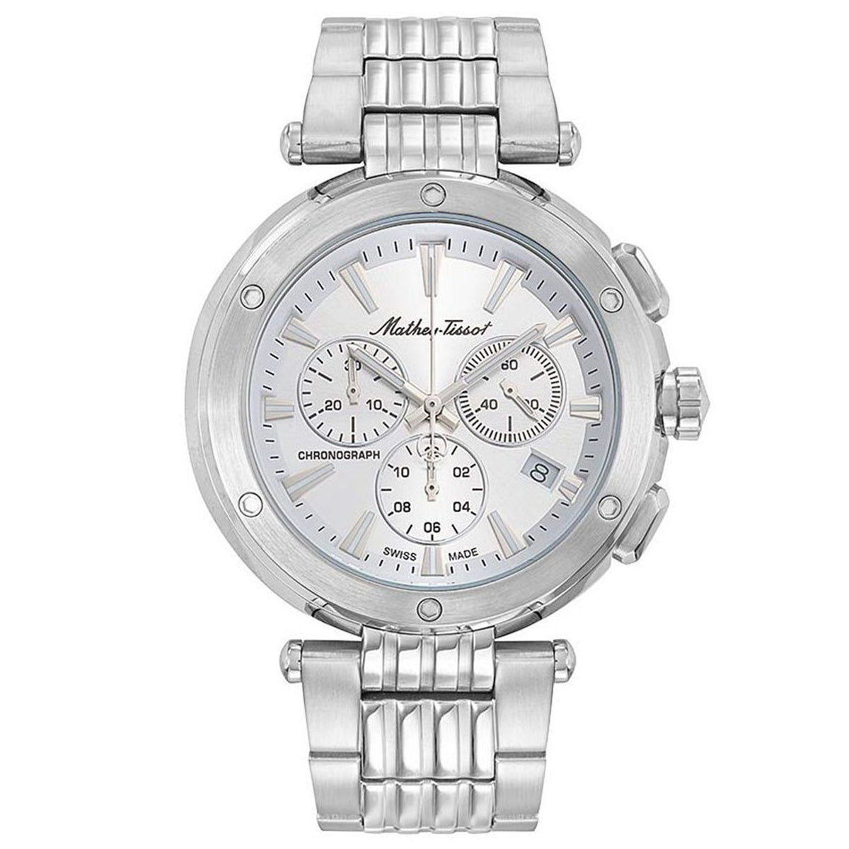 Mathey Tissot Men's Neptune Chrono Watch 42mm Black Dial Silver Bracelet (Ref. H912CHAI)