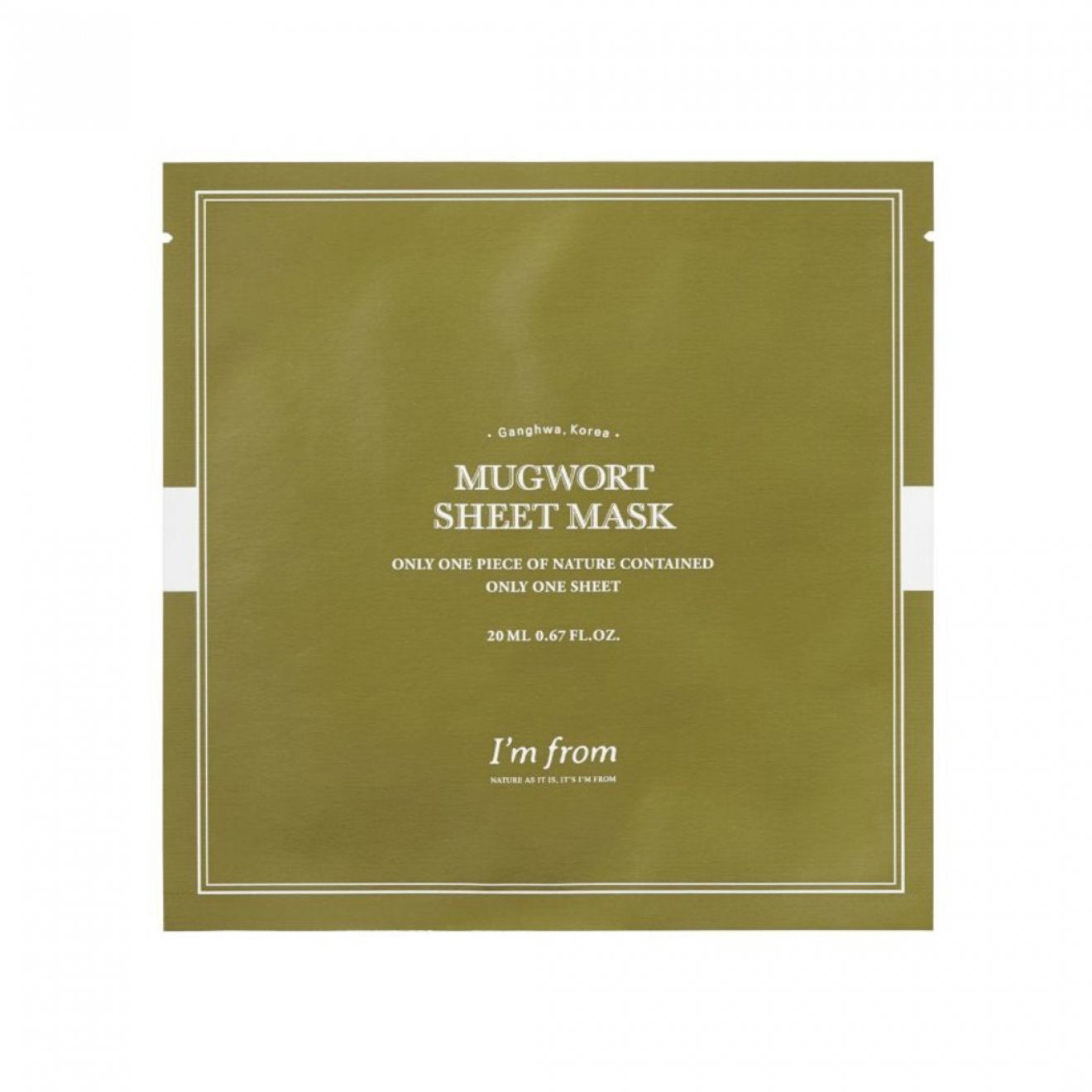 I'm From, Mugwort, Revitalizing, Hydrating, Sheet Mask, For Face, 20 ml