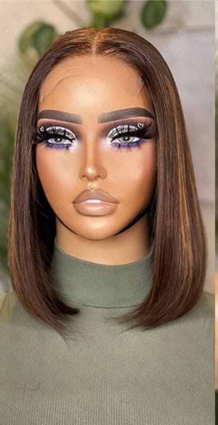 Sweet & Cute Brazilian Straight Bob Wig - Human Hair - Lace Front - Short & Fluffy