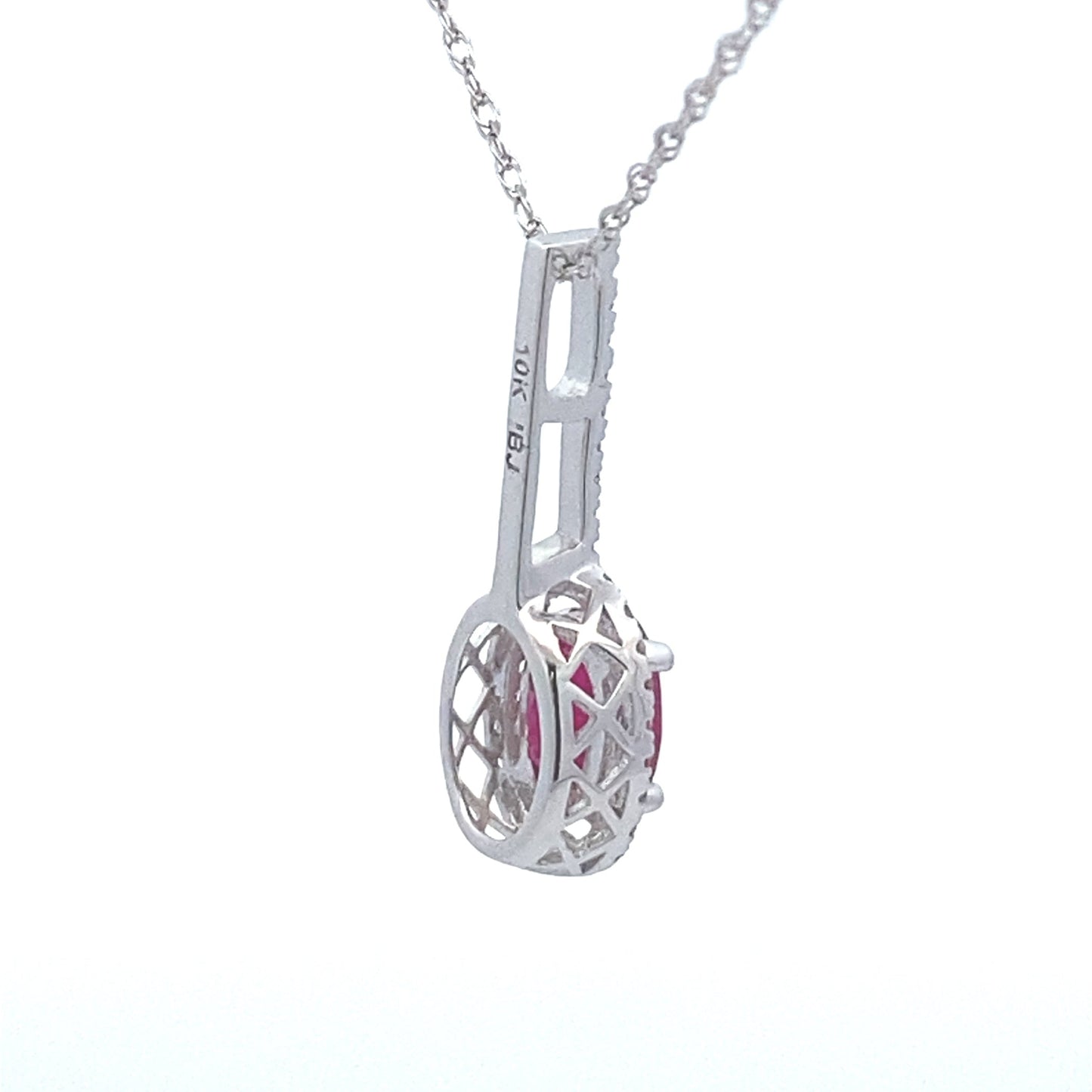 Colgantes de moda de rubí y diamantes de .45ct en oro blanco de 10kt
