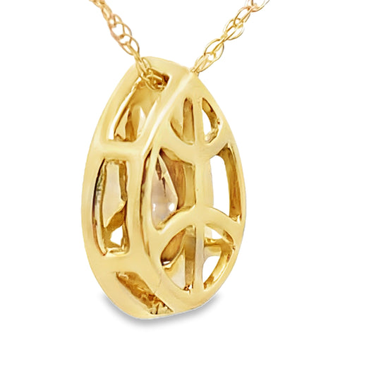Colgantes de moda de cuarzo y diamantes de .39 ct, oro amarillo de 10 kt