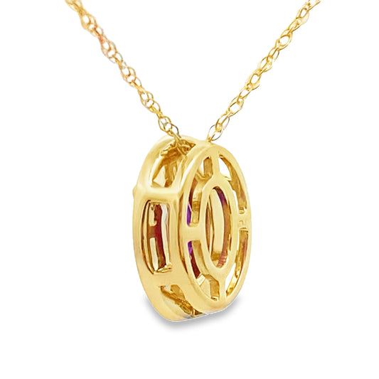 Colgantes de moda de amatista y diamante, oro amarillo de 10 quilates