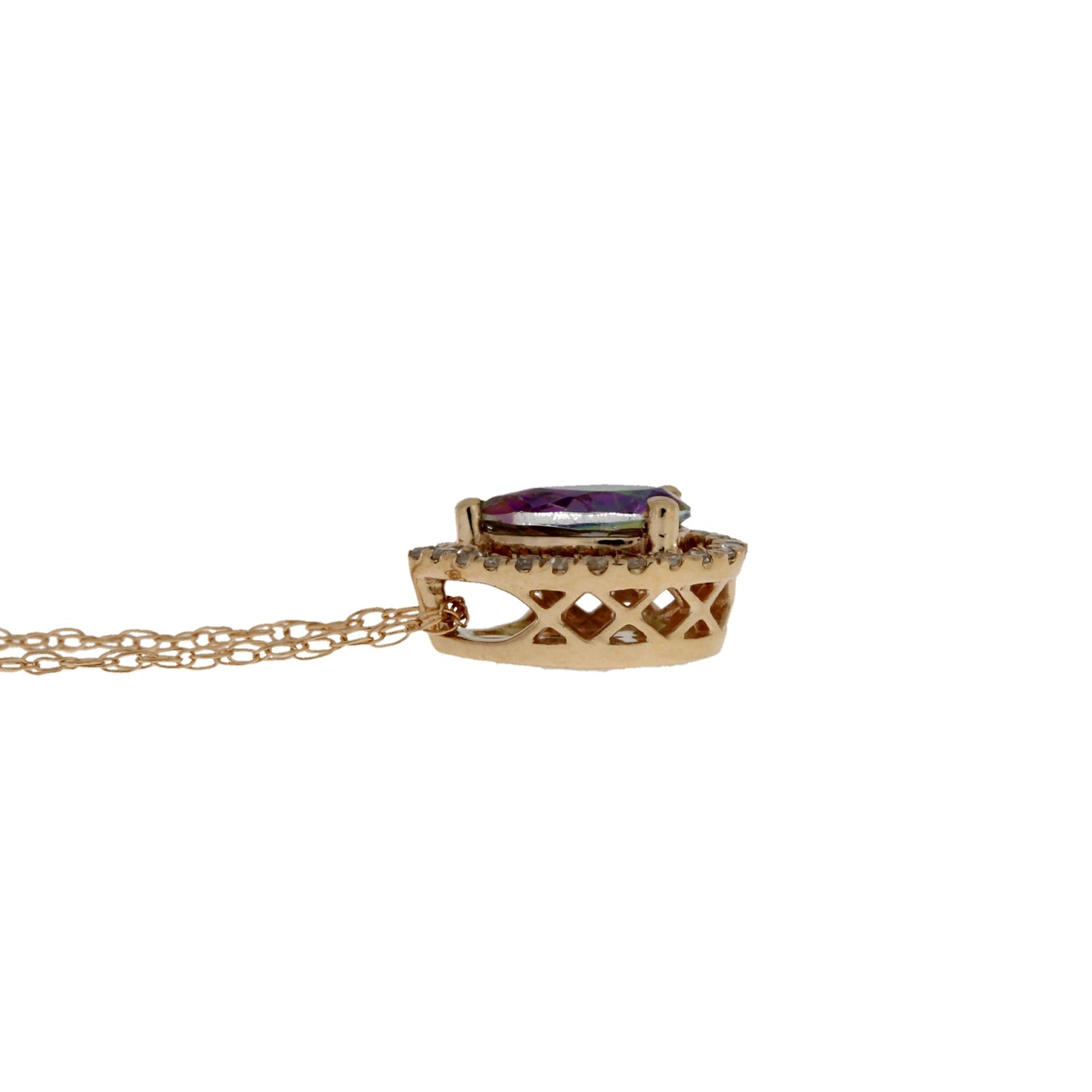 Colgantes de moda de topacio tratado y diamante, oro rosa de 14 K