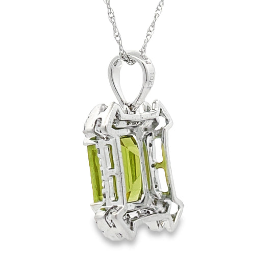 Colgantes de moda de peridoto y diamante de 1,87 ct en oro blanco de 10 kt