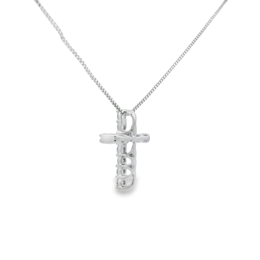 Cruz con diamante de 0,15 quilates, colgante religioso, oro blanco de 14 quilates