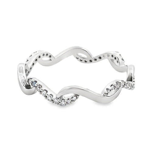 Anillo de boda con diamante de 0,17 ct de oro blanco de 14 K