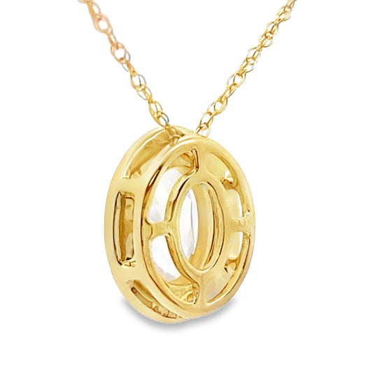 Colgantes de moda de diamante y cuarzo rosa en oro amarillo de 10 KT