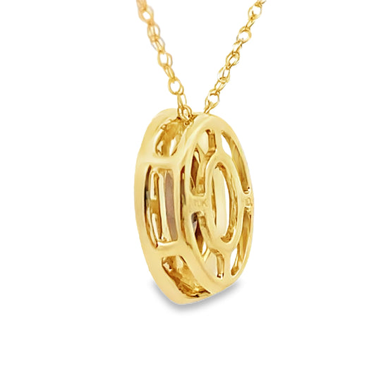 Colgantes de moda de cuarzo y diamantes de .39 ct, oro amarillo de 10 kt
