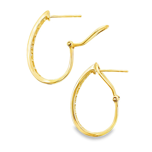 Pendientes de aro con diamante de 1,00 ct en oro amarillo de 14 K