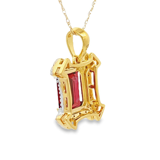 Colgantes de moda de granate y diamante de 1,87 ct en oro amarillo de 10 kt