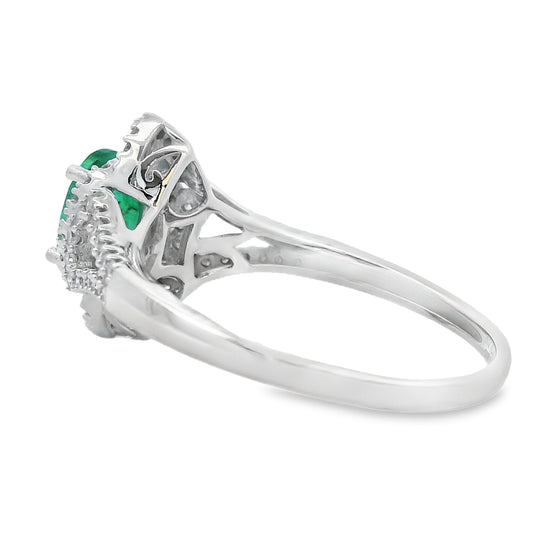 Anillo de oro blanco de 14 quilates con diamante esmeralda de 0,94 ct.