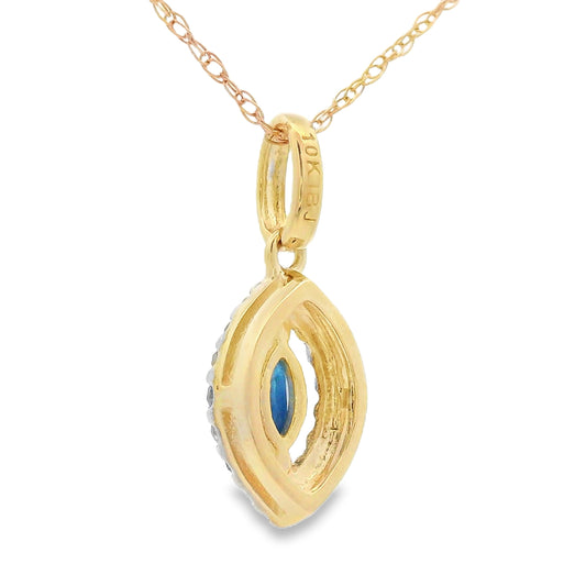 Colgantes de moda de zafiro y diamantes de oro amarillo de 10 quilates