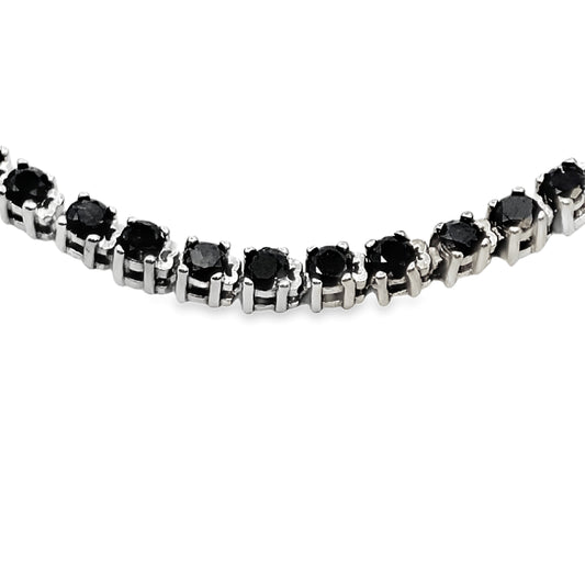 Pulsera de tenis con diamantes negros de 2,27 ct y plata de ley