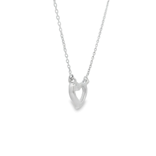 Colgante Corazón de Amor con Diamante de 0,03 ct en Oro Blanco de 14 kt