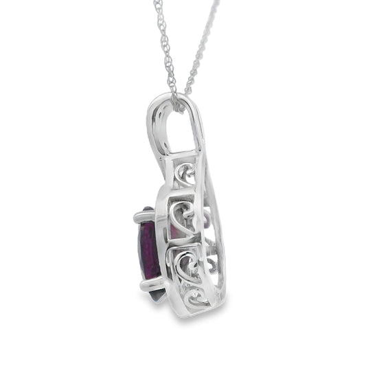 Colgantes de moda con granate y diamantes de 1,61 ct en oro blanco de 14 kt