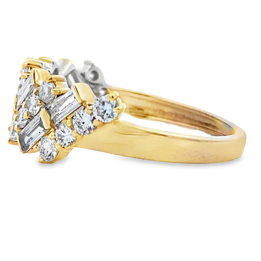 Anillos de banda de moda con diamantes creados en laboratorio, oro amarillo de 14 K.