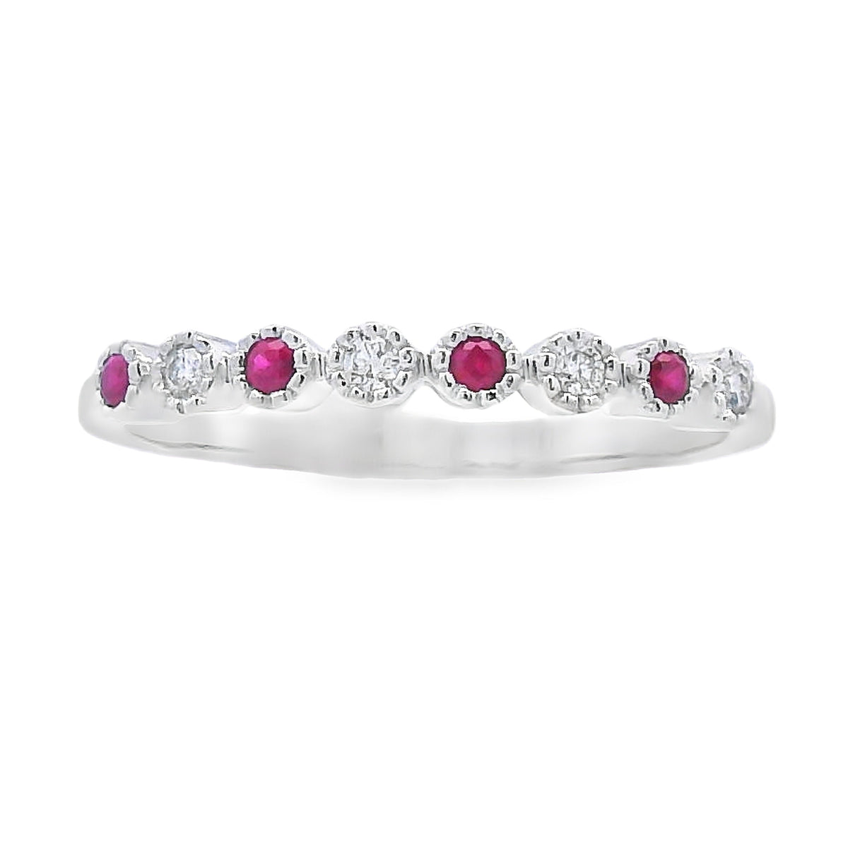.14ct Ruby Diamond stackable band set 14KT White Gold
