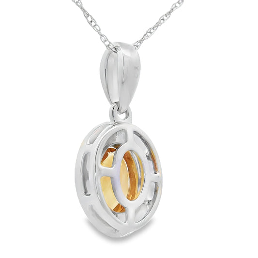 Colgantes de moda con citrino y diamante de .48 ct en oro blanco de 10 kt