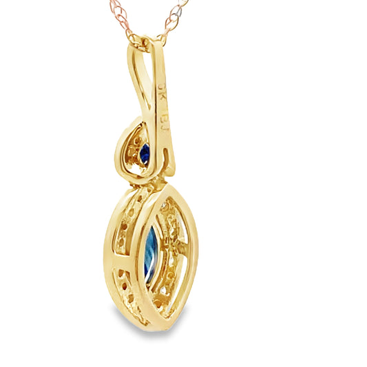 Colgantes de moda de zafiro y diamantes de oro amarillo de 10 quilates