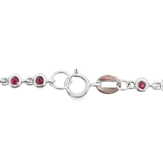 Pulsera de 14kt oro blanco con rubí de .89ct y diamantes