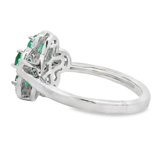 Anillo de circón esmeralda de 1,01 ct de plata de ley