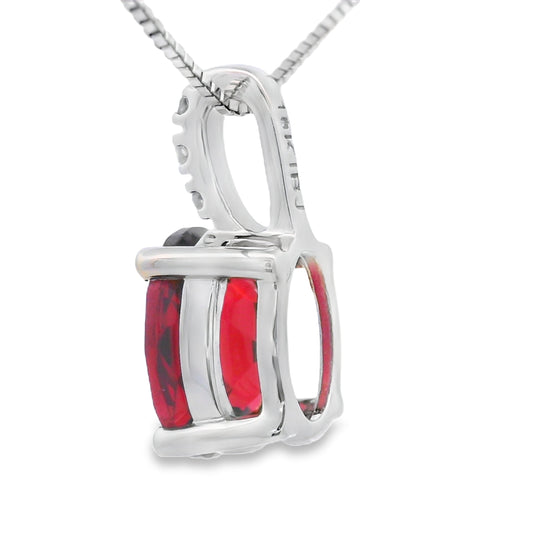 Colgantes de moda con granate y diamantes de 1,34 qt Oro blanco de 10 kt