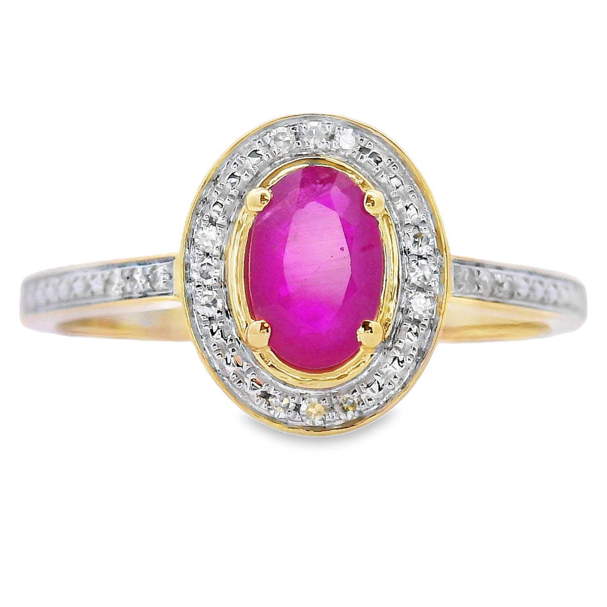 Anillo de Rubí y Diamantes de .67ct en Oro Amarillo de 10kt