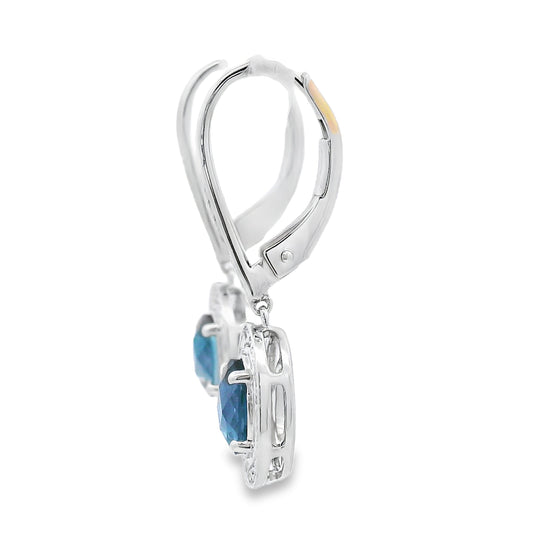 Pendientes colgantes de topacio azul Londres de 0,89 ct en oro blanco de 10 qt