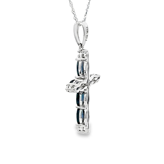 1.08ct Zafiro Cruz Colgante Religioso Oro Blanco de 10kt