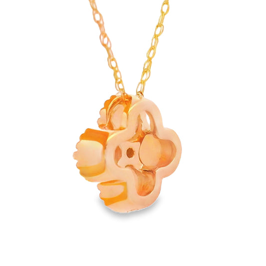 Colgantes de moda de ópalo y diamante de 0,01 ct en oro amarillo de 14 K