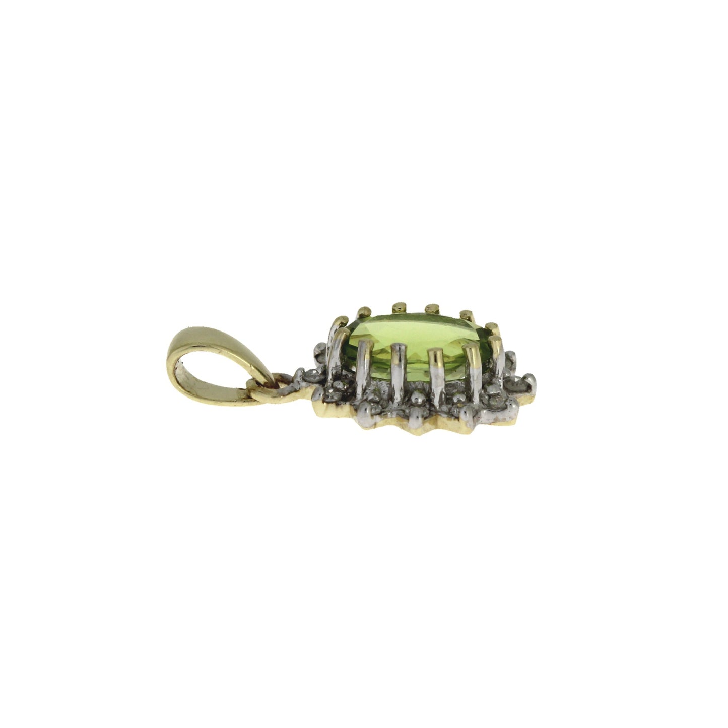 Colgantes de moda de peridoto y diamante de .96ct en oro amarillo de 10kt
