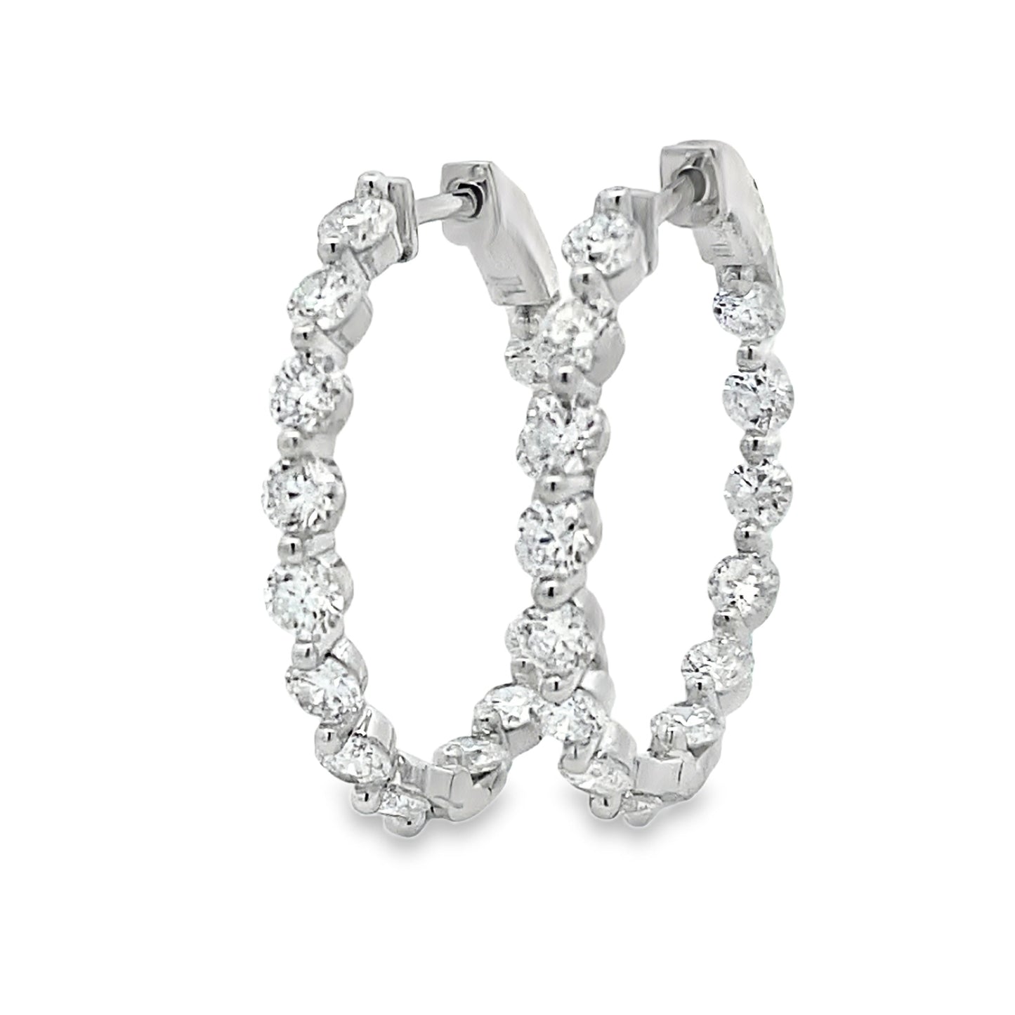 3.10ct Lab Grown Diamond Hoop Earrings Sterling Silver