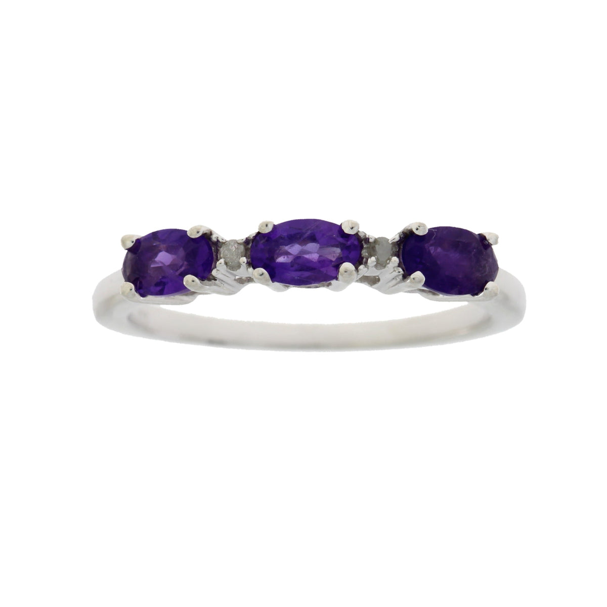 Anillo de amatista y diamante de .70 ct en plata de ley