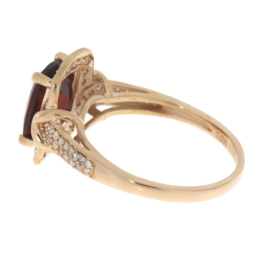 Anillo de granate y diamante de 3,13 ct en oro rosa de 10 kt