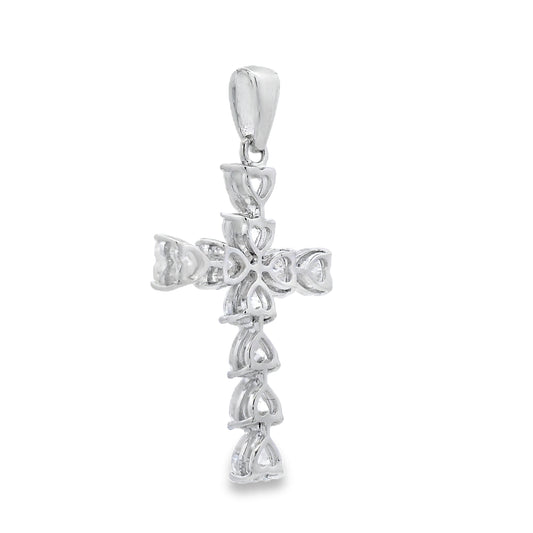 Colgante Religioso Cruz de Moissanita Plata de Ley