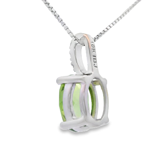 1.34ct Peridoto Diamante Colgantes de Moda Oro Blanco 10K