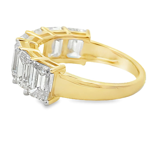 Anillos de banda de moda con diamantes creados en laboratorio, oro amarillo de 14 K.
