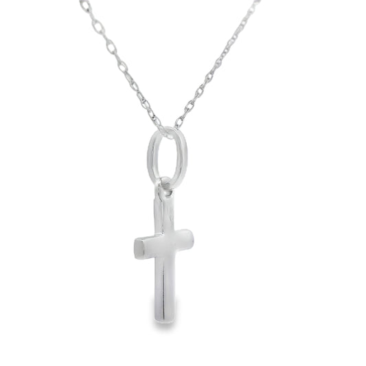 Colgante de cruz religioso con diamante de .05 ct en oro blanco de 14 kt