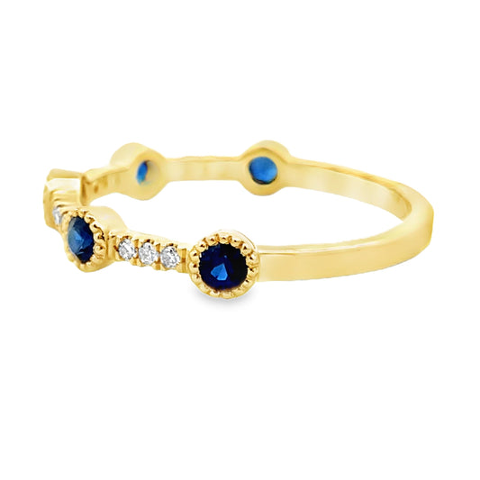 Anillo apilable de Zafiro Diamante en oro amarillo de 14K