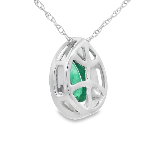Colgantes de moda de diamante esmeralda de 0,41 ct Oro blanco de 10 qt