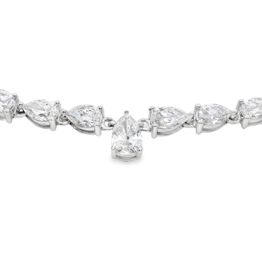 Pulsera de tenis de oro blanco de 14 K con diamantes cultivados en laboratorio de 15,00 ct