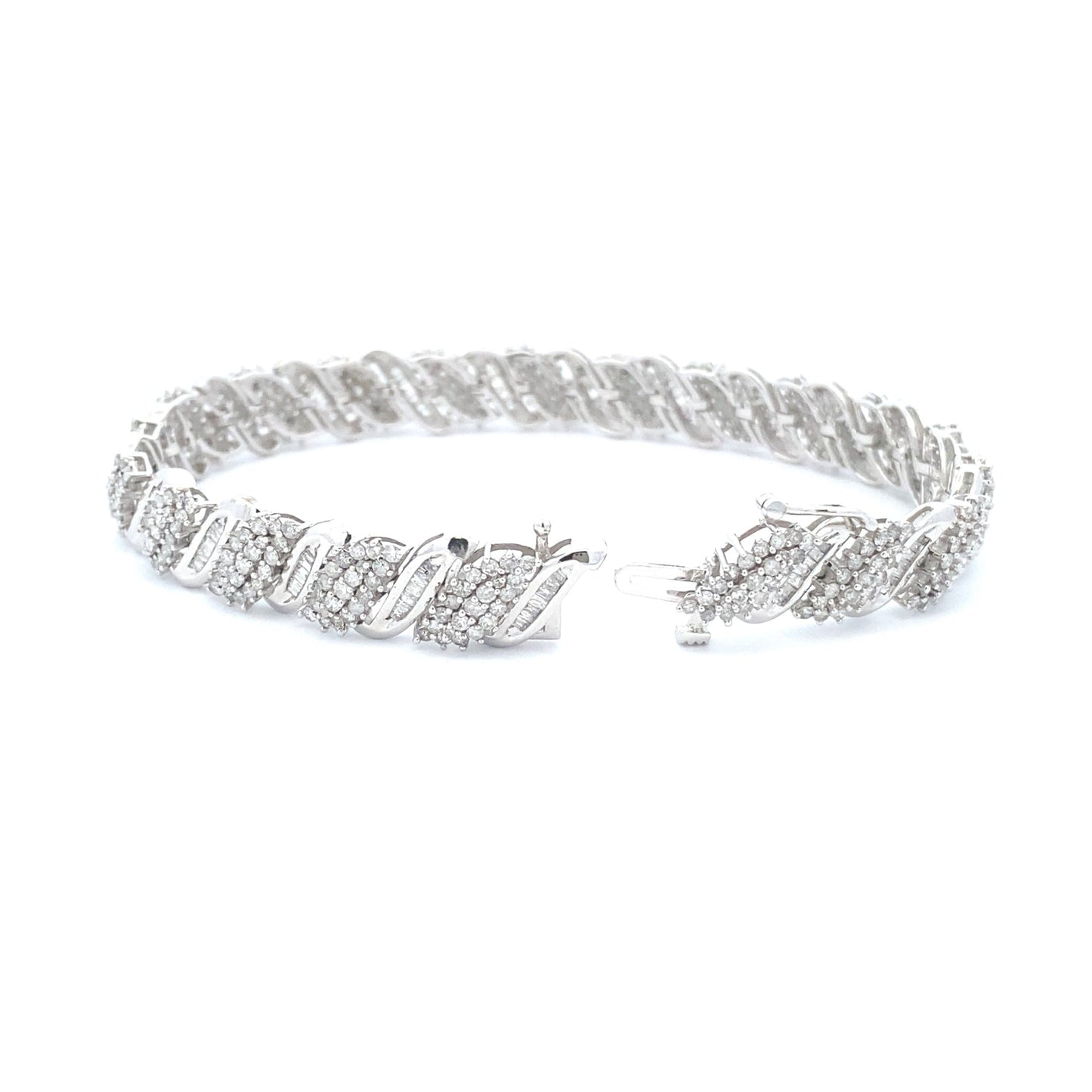 Pulsera de tenis de oro blanco de 10 qt con diamantes de 5,00 ct