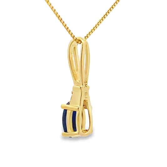 Colgantes de moda de zafiro y diamantes de oro amarillo de 10 quilates